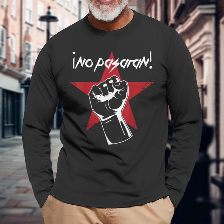 No Pasaran Sie Werden Nicht Durchkommen Langarmshirts Geschenke für alte Männer