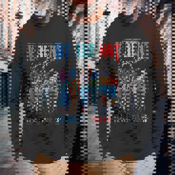 We Are Not Going Back Kamala Harris Waltz 24 Madam President Long Sleeve T-Shirt Gifts for Old Men