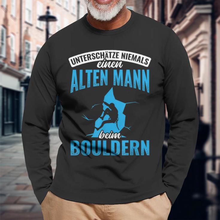 Old Man Bouldering Climbing Pensioner Boulderer Langarmshirts Geschenke für alte Männer