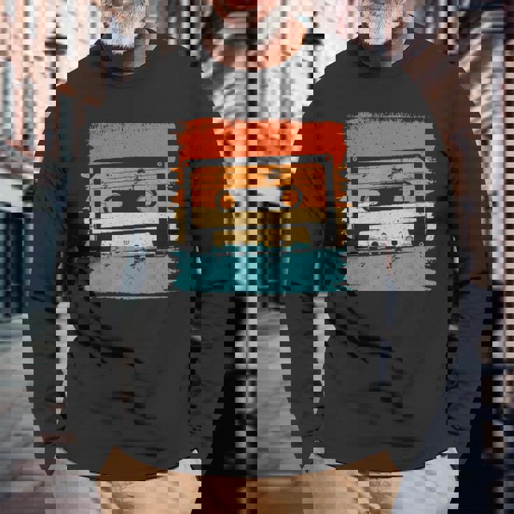 Oldschool Cassette Rétro Carénant Les Années 90 80 T-shirt à manches longues Cadeaux pour les vieillards