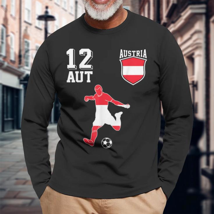 Österreich Fan Em Spieler Ball Nummer 12 Langarmshirts Geschenke für alte Männer