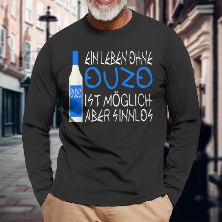 Ouzo Lovers Schnapps Greece Ouzo Langarmshirts Geschenke für alte Männer