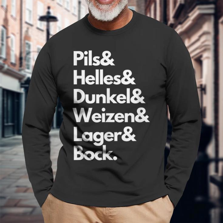 Pils Helles Dunkel Weizen Lager & Bock Biersorten Bier Trink Langarmshirts Geschenke für alte Männer