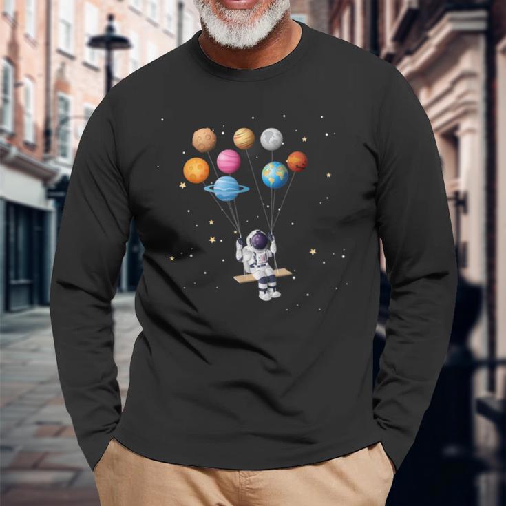 Planets Astronaut Langarmshirts Geschenke für alte Männer