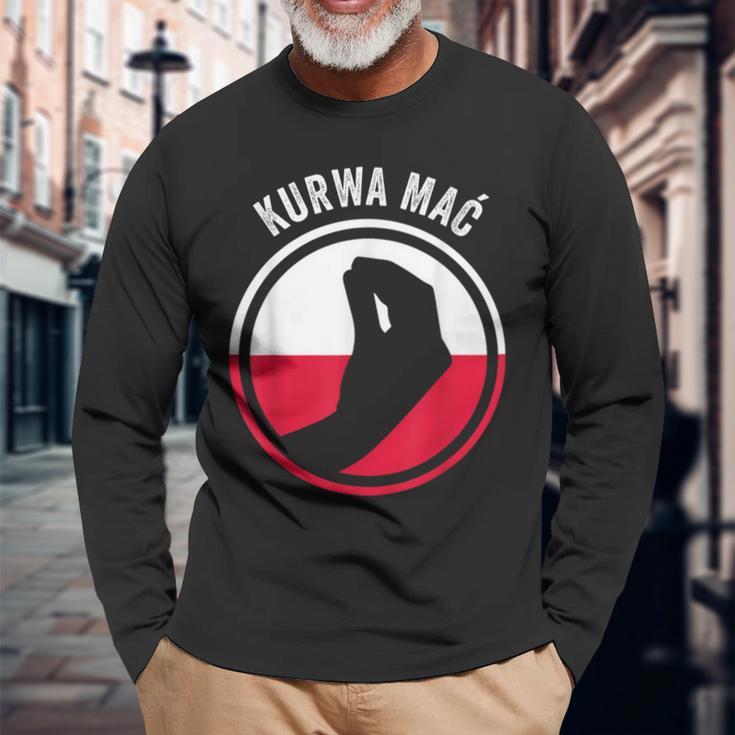 Polska Kurwa Pole Polish Flag Langarmshirts Geschenke für alte Männer