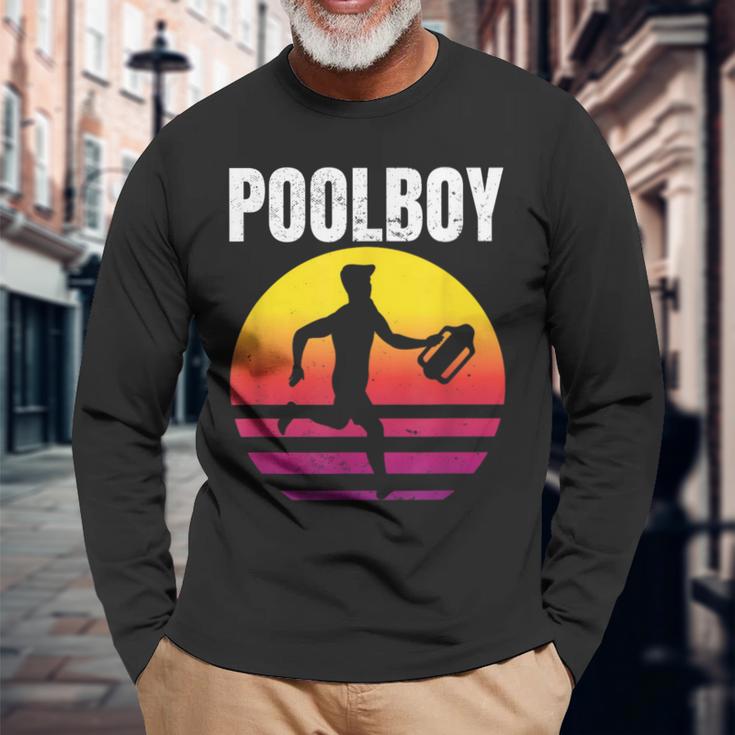 Poolboy Bademeister Lifeguard Swimming Pool Indoor Pool Langarmshirts Geschenke für alte Männer