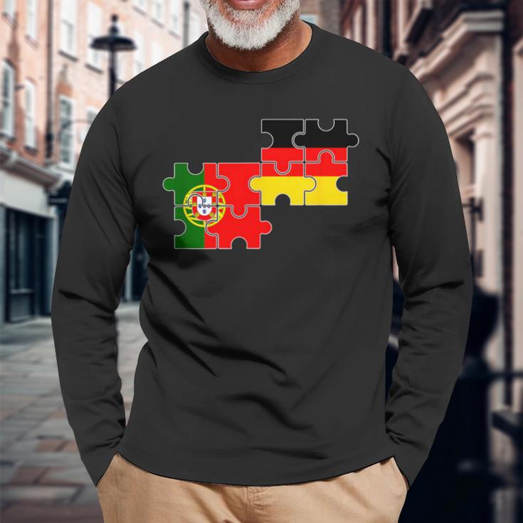 Portugal Germany Flag German Portuguese Langarmshirts Geschenke für alte Männer