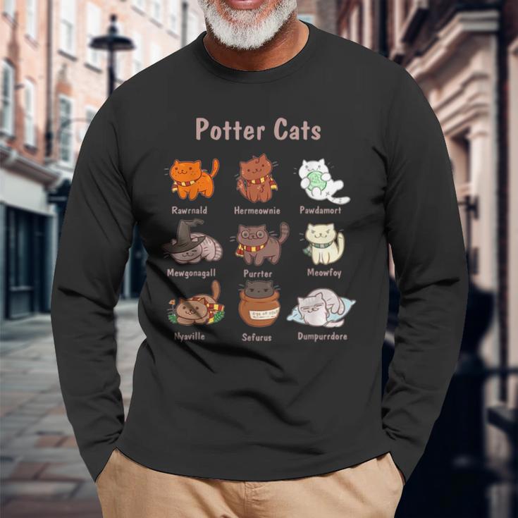 Potter Cats For Cat Lovers Langarmshirts Geschenke für alte Männer