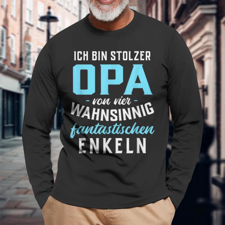 With Proud Grandpaonier Wahnsinnig Fantastischen Grandkels 4 Grandson S Langarmshirts Geschenke für alte Männer