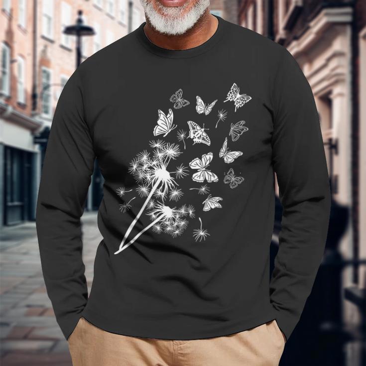 Pusteblume Butterblume Mit Schmetterlingen Im Garten Langarmshirts Geschenke für alte Männer