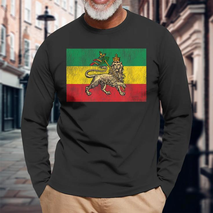 Rastafari Lion Of Judah Reggae Rasta Flag Langarmshirts Geschenke für alte Männer