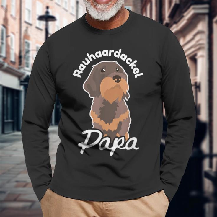 Rauhaard Dachshund Papa Dachshund Teckel Rauhaard Dachshund Langarmshirts Geschenke für alte Männer