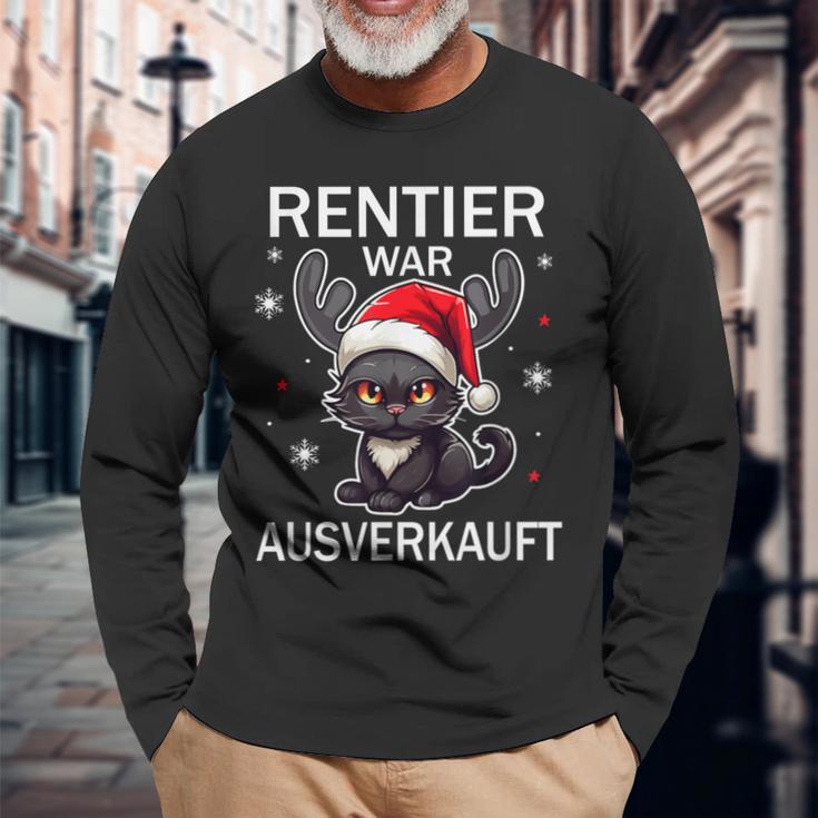 Rentier War Ausverkauft Lustiges Katzen Weihnachts Langarmshirts Geschenke für alte Männer