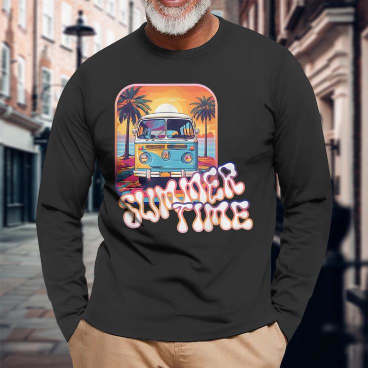 Retroan Camper Summer Time Summer Sun Camping Langarmshirts Geschenke für alte Männer