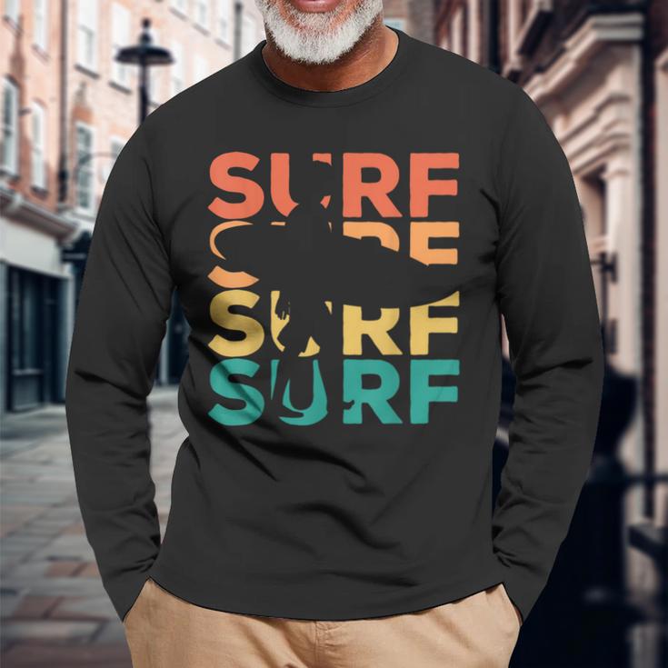 Retrointage Surfing For Surfer And Wave Rider Langarmshirts Geschenke für alte Männer