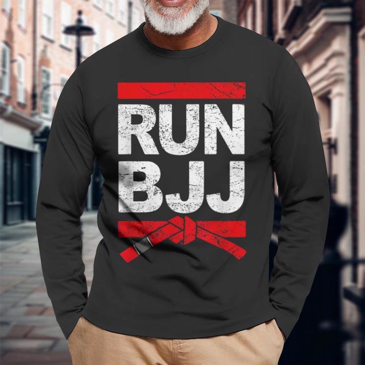 Run Bjj Brazilian Jiu-Jitsu Bjj Belt Langarmshirts Geschenke für alte Männer