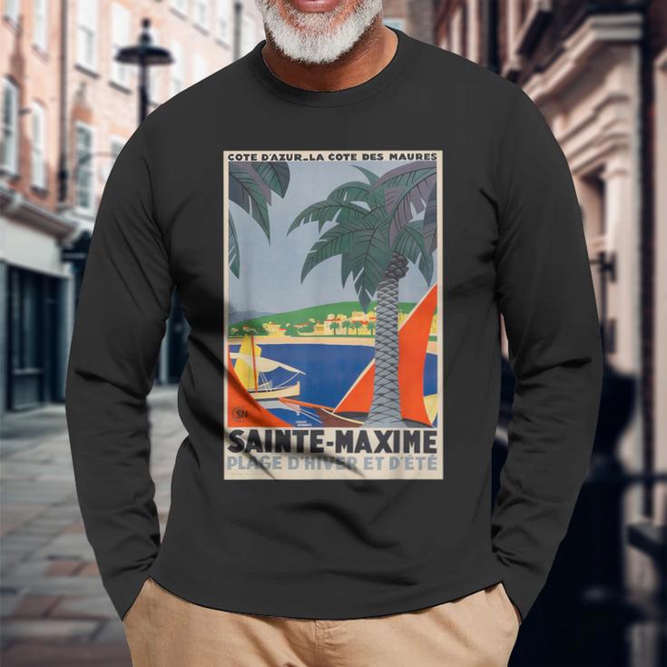 Sainte Maxime France Travel Langarmshirts Geschenke für alte Männer