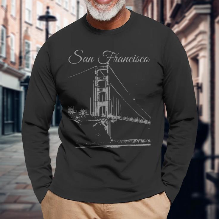 San Francisco Golden Gate Bridge California Usa Souvenir Langarmshirts Geschenke für alte Männer