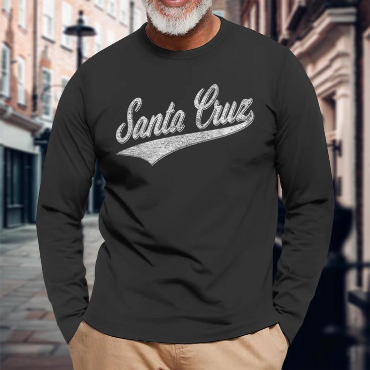 Santa Cruz California Sports Baseball Lettering Jersey Flag Langarmshirts Geschenke für alte Männer