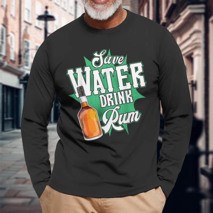 Save Water Drink Rum Langarmshirts Geschenke für alte Männer