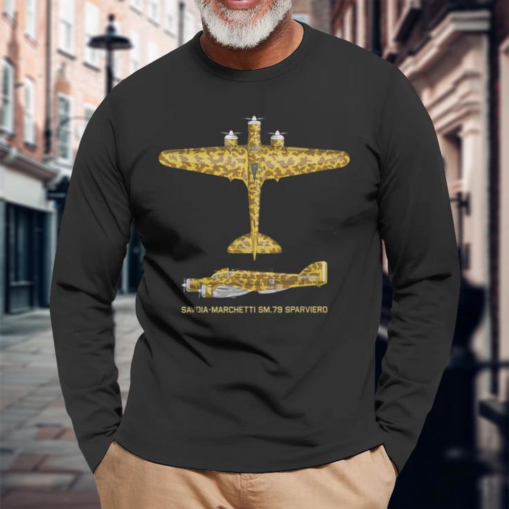 Savoia-Marchetti Sm79 Sparviero Ww2 Italiano Camiseta de manga larga Regalos para ancianos