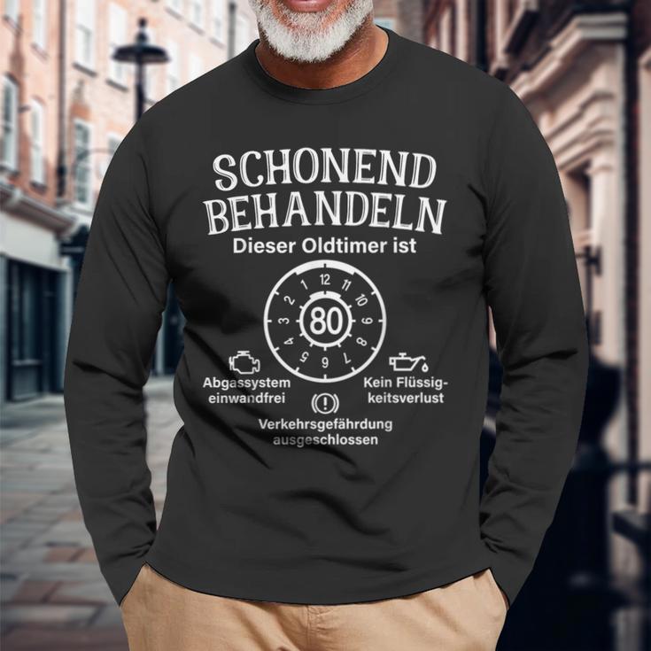 Schonend Behandeln Oldtimer Ist 80 Plaque 80Th Birthday S Langarmshirts Geschenke für alte Männer