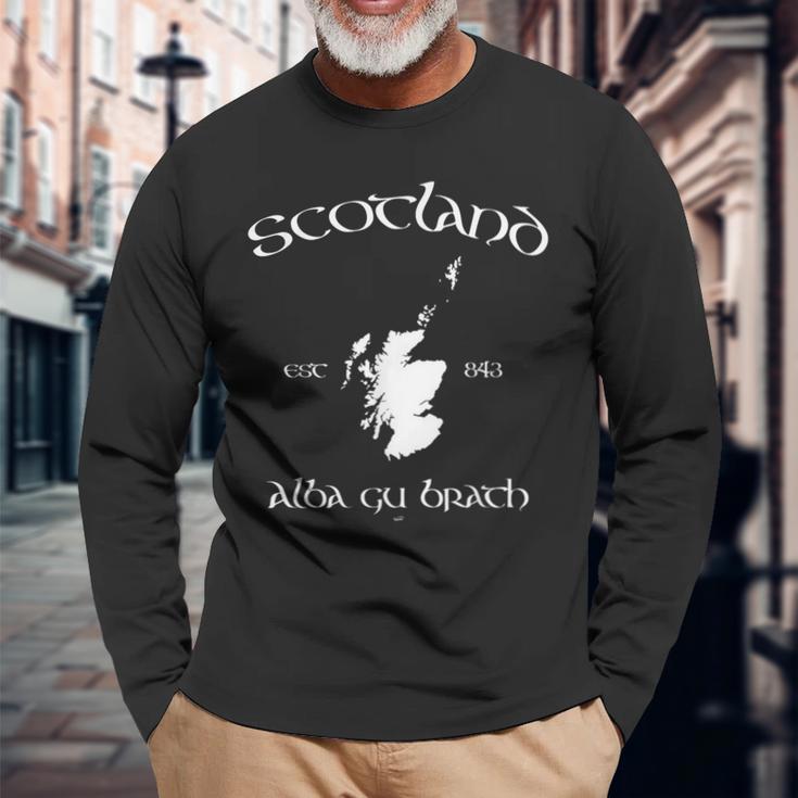 Scotland Map Langarmshirts Geschenke für alte Männer