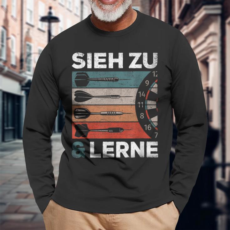 See Zu Und Lerneintage Darts Retro Sl Darts Langarmshirts Geschenke für alte Männer