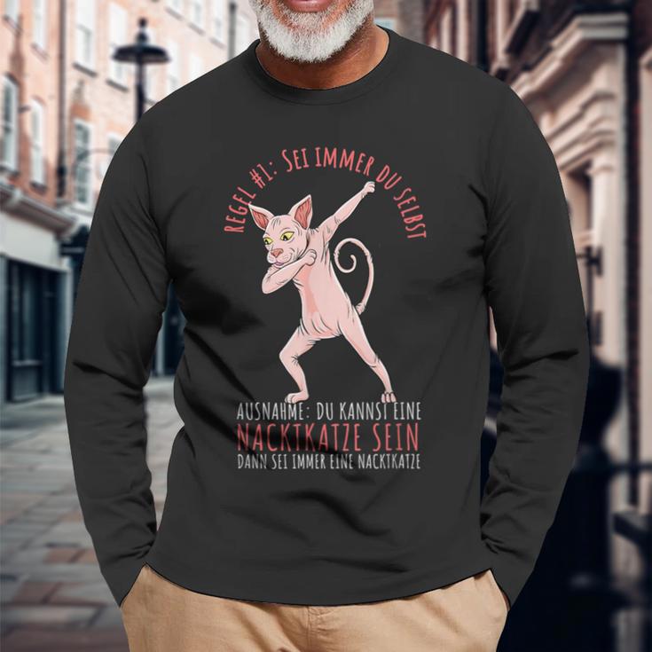 Sei Immer Du Selbst Sphynx Cat Lovers Nude Cat Langarmshirts Geschenke für alte Männer