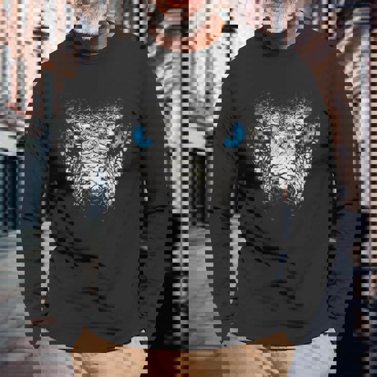 Serpiente Animal Motivo Ojos Azules Arte Serpiente Camiseta de manga larga Regalos para ancianos