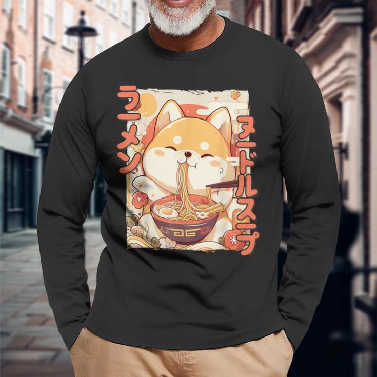 Shiba Inu Loving Ramen Kawaii Neko Shiba Inu Ramen For Dogs Langarmshirts Geschenke für alte Männer