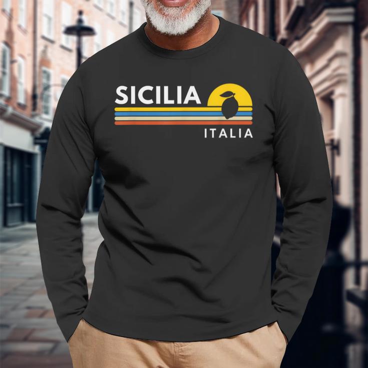 Sicilia Italia Italy Lemon Souvenirsintage Retro Langarmshirts Geschenke für alte Männer