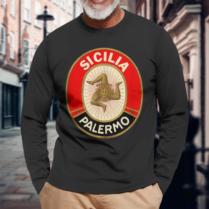 Sicilia Palermo Sicily Italian Sicilian Langarmshirts Geschenke für alte Männer