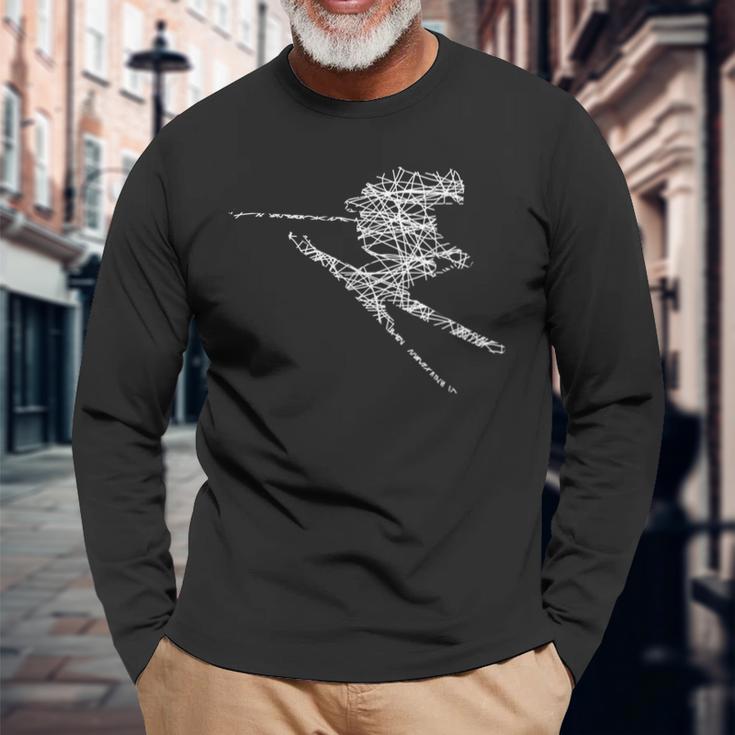 Ski Driver Silhouette Drawn Langarmshirts Geschenke für alte Männer