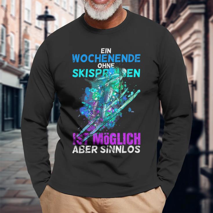 Ski Jumping Winter Sport For Skiing Fans Langarmshirts Geschenke für alte Männer