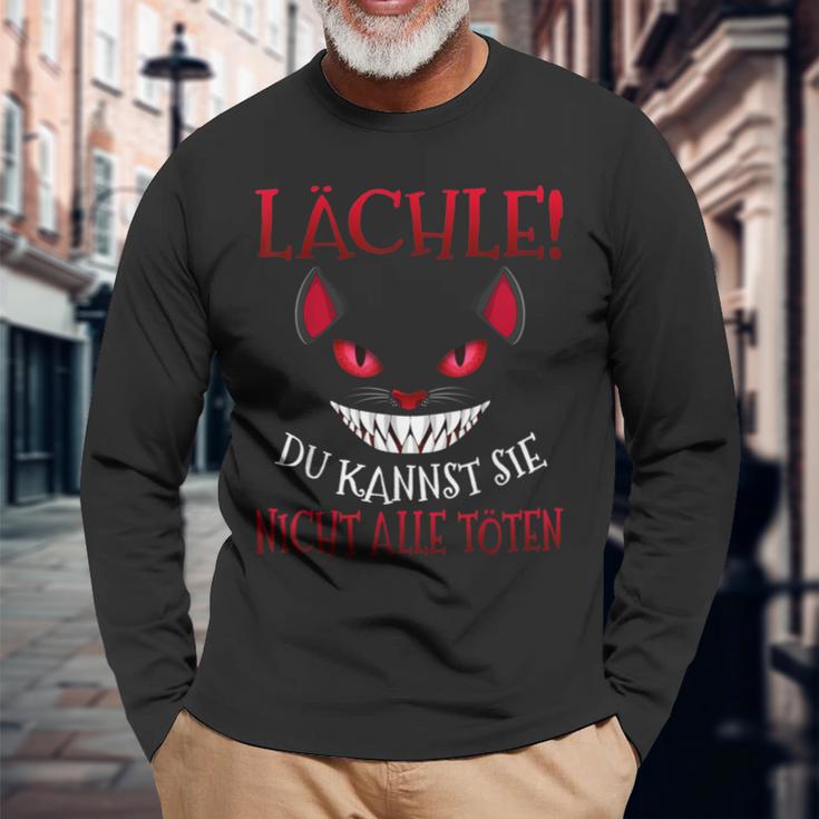 Smile Du Kannst Sie Nicht Alle Töten Grinse Cat Langarmshirts Geschenke für alte Männer