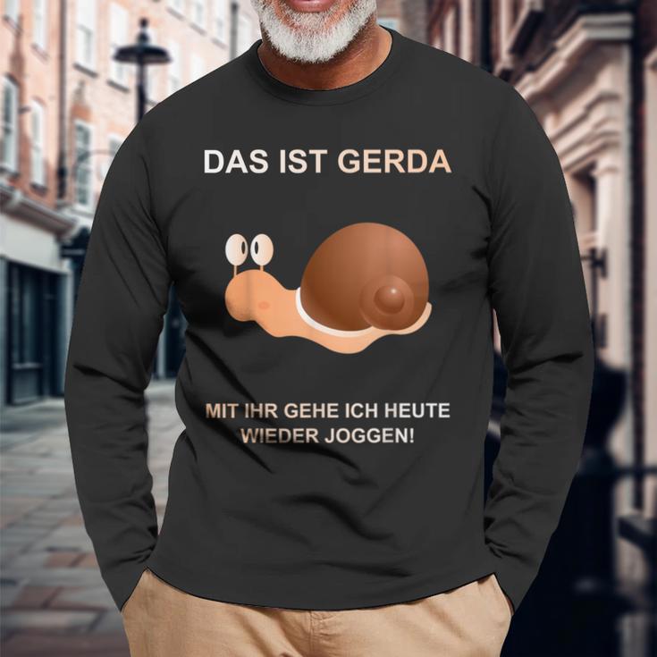 With Snail Gerda Gehe Ich Heute Wieder Wieder Jogging Langarmshirts Geschenke für alte Männer