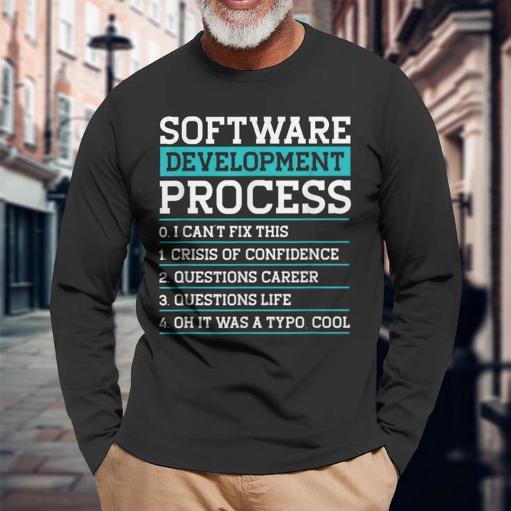 Software Development Process Programmer Coder Humor Long Sleeve T-Shirt ...