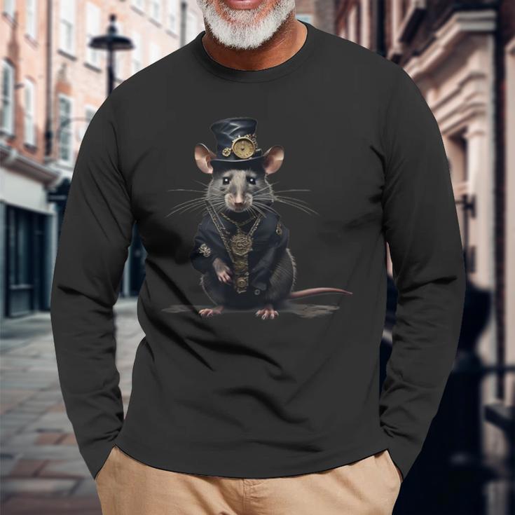 Steampunk Rat Dead Death Grunge Gothic Dark Steam Punk Langarmshirts Geschenke für alte Männer