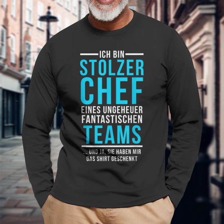 Stolzer Chef Eines Fantastische Teams Saying Langarmshirts Geschenke für alte Männer