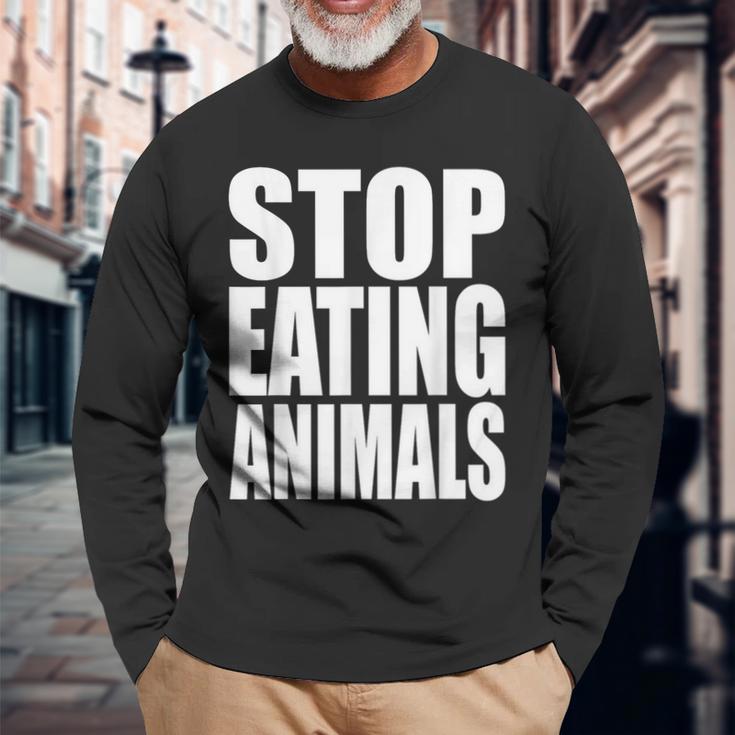 Stop Eating Animalseganegetarier Tierwohl Langarmshirts Geschenke für alte Männer