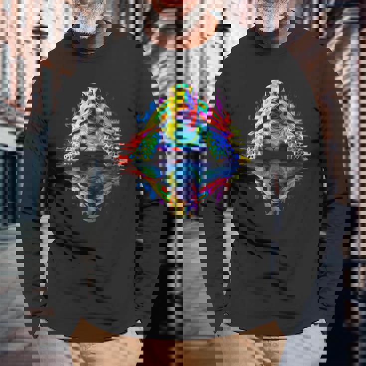 Tartaruga Arte Astratta Amante Animali Colorato Grafica Tartar Maglietta a maniche lunghe Regalos para ancianos