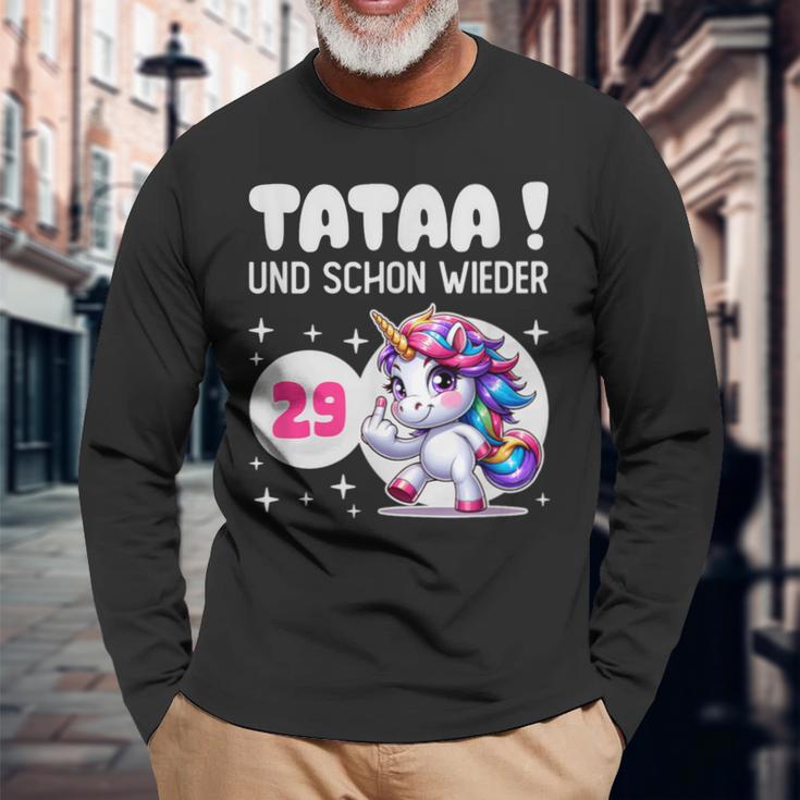 Tataa Und Schon Wieder 29 Einhorn Middle Finger Langarmshirts Geschenke für alte Männer