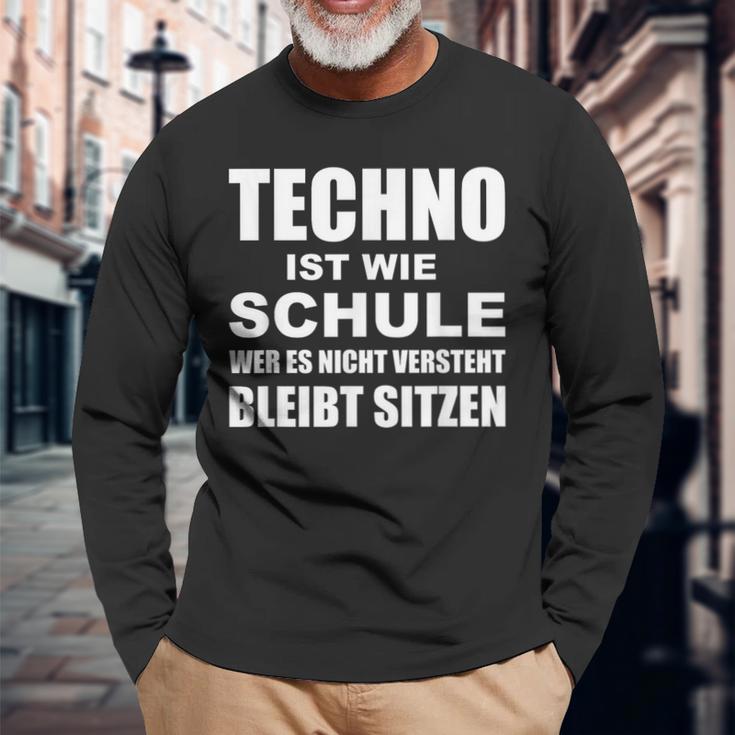 Techno Ist Wie Schule Rave Langarmshirts Geschenke für alte Männer