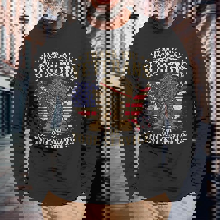 Thank You Veterans For Your Service Veterans Day Long Sleeve T-Shirt Gifts for Old Men