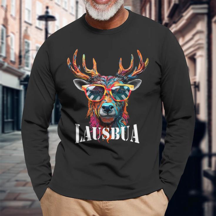 Traditional Deer Oktoberfest Lederhosen Lausbua Langarmshirts Geschenke für alte Männer