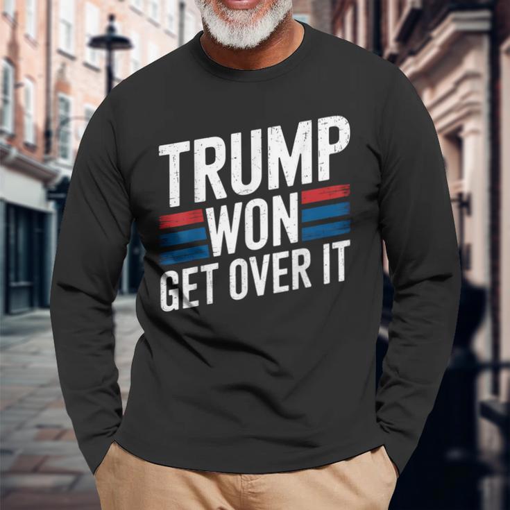 Trump Hat Gewonnen Komm Darüber Hinweg Lustig Trump 2024 Langarmshirts Geschenke für alte Männer