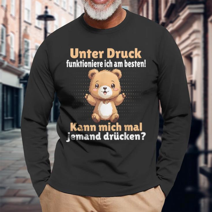 Unter Druck Funktioniere Ich Am Besten Saying German Langarmshirts Geschenke für alte Männer