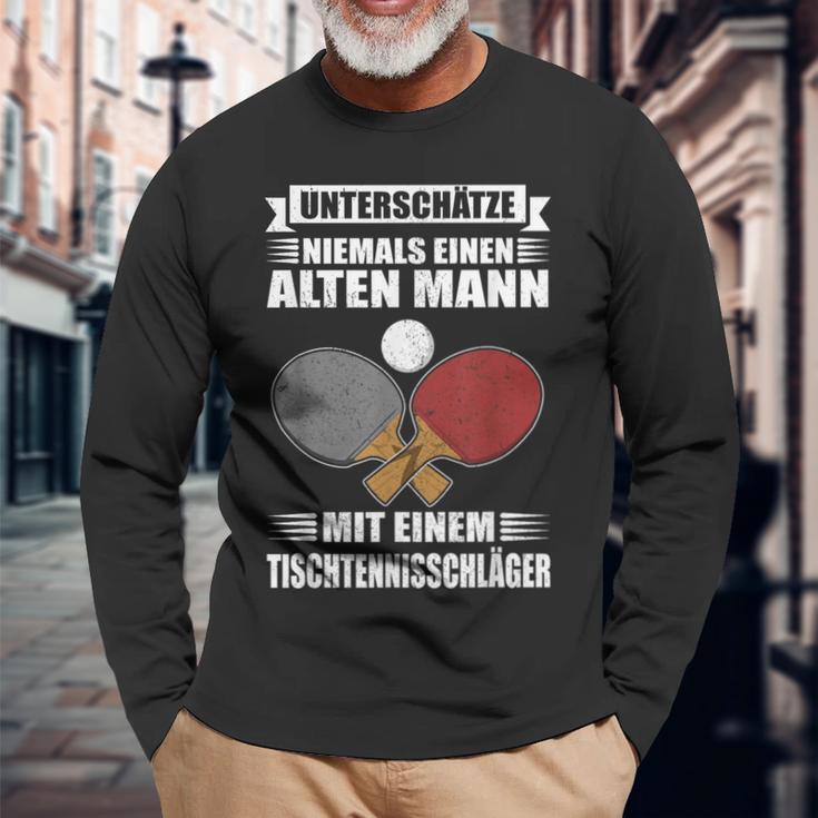 Unterschätze Niemals Einen Alten Mann Table Tennis Langarmshirts Geschenke für alte Männer