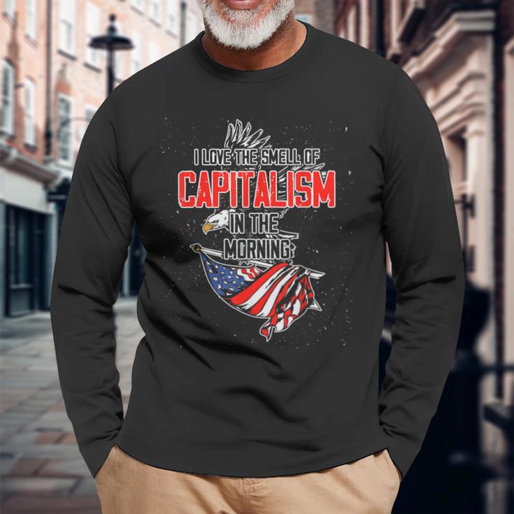 Usa Freiheit Aktien Ich Liebe Den Geruchon Kapitalism Langarmshirts Geschenke für alte Männer